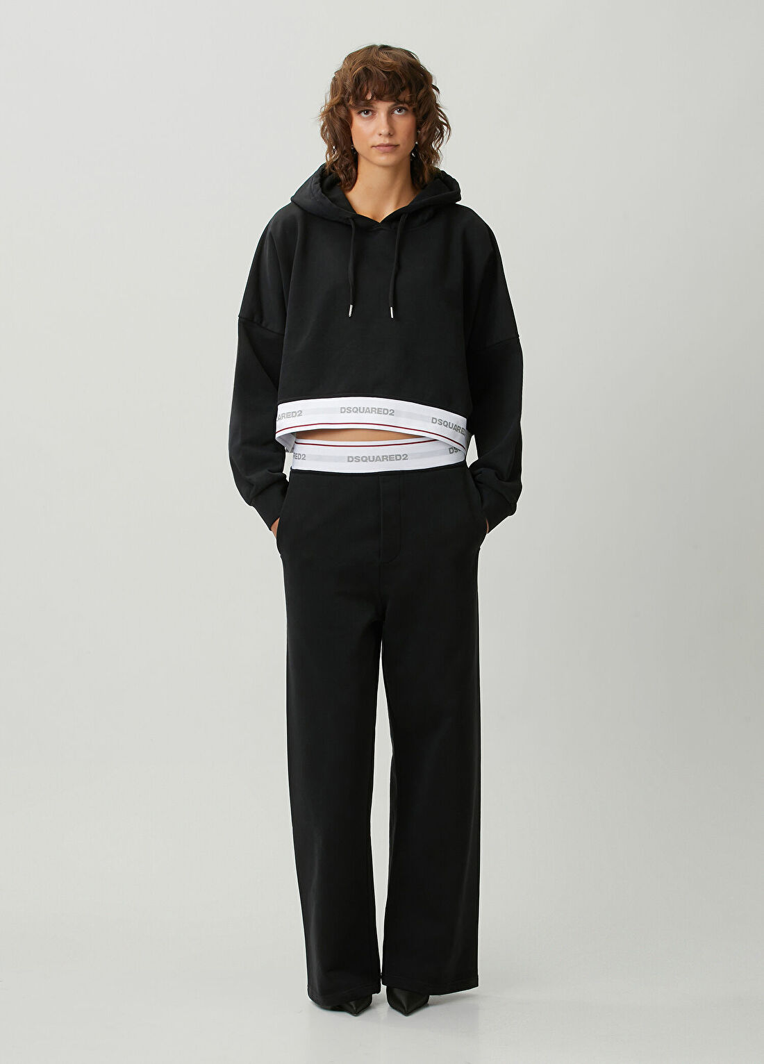 Dsquared2 Siyah Kapüşonlu Logo Bantlı Sweatshirt görsel 2