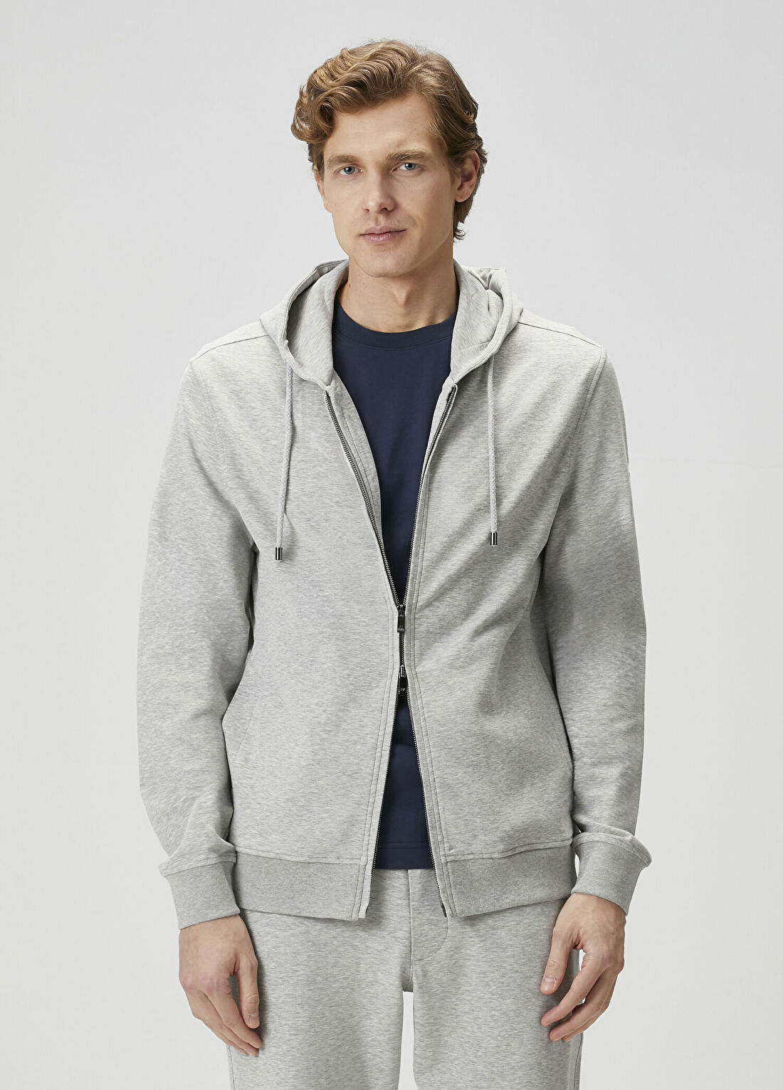 Pal Zileri Gri Kapüşonlu Sweatshirt görsel 3