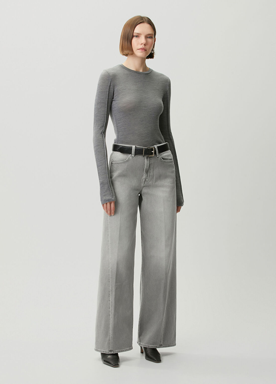 7 For All Mankind Gri Wide Leg Jean Pantolon