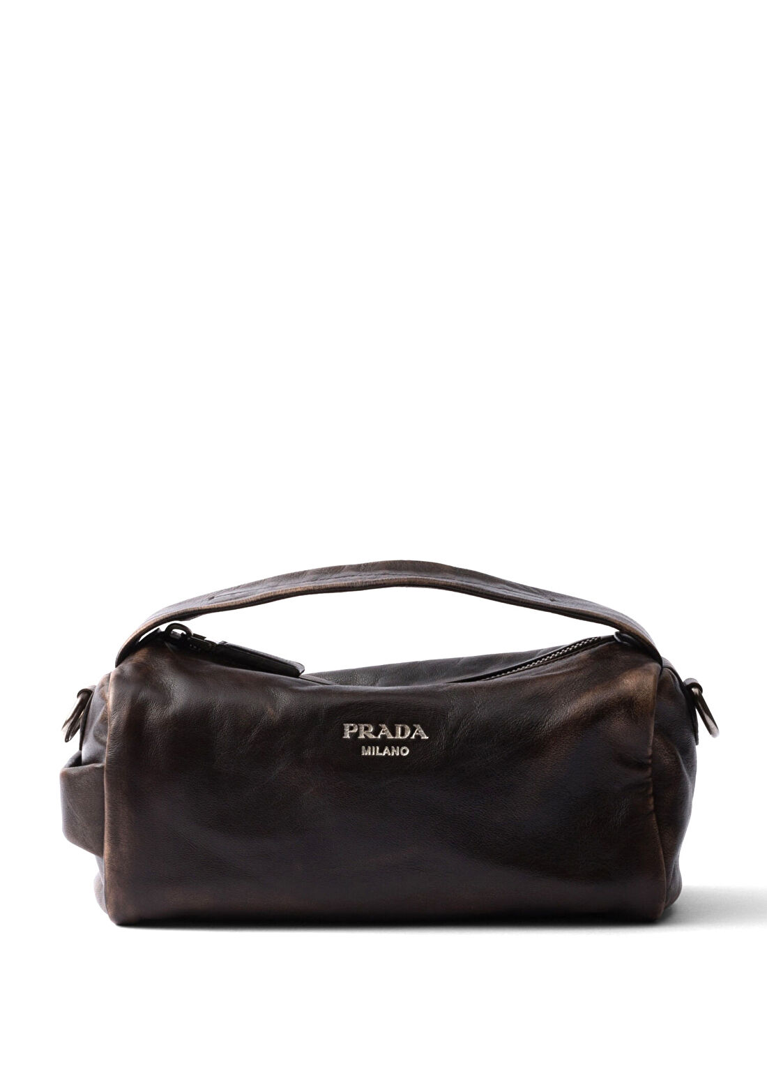 Prada Kahverengi Napa Deri Erkek Omuz Çantası