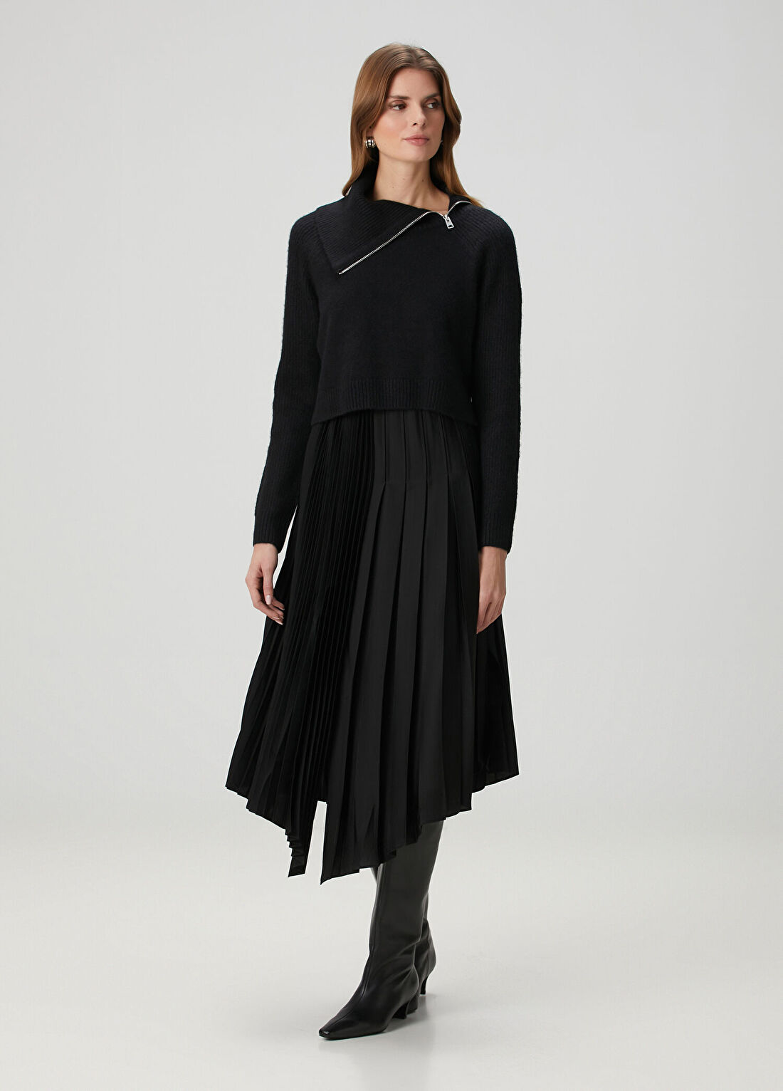 AllSaints Jay 2-in-1 Siyah Maksi Elbise görsel 3