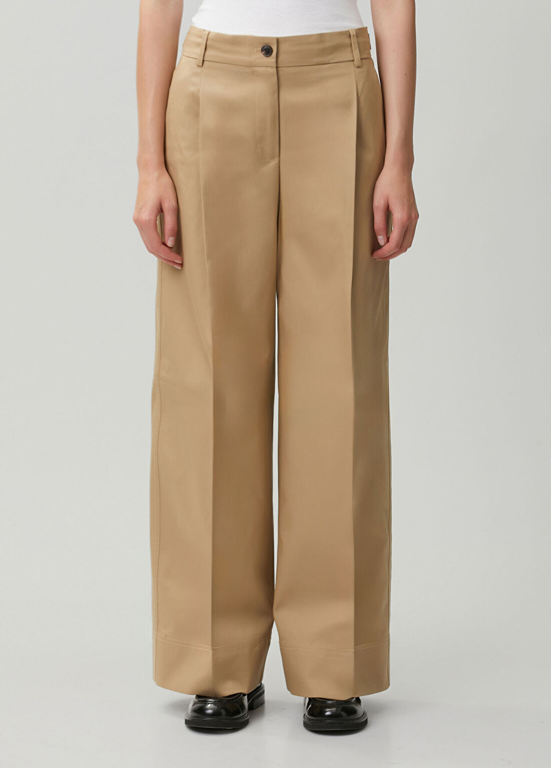 Tommy Hilfiger Bej Wide Leg Chino Pantolon görsel 2