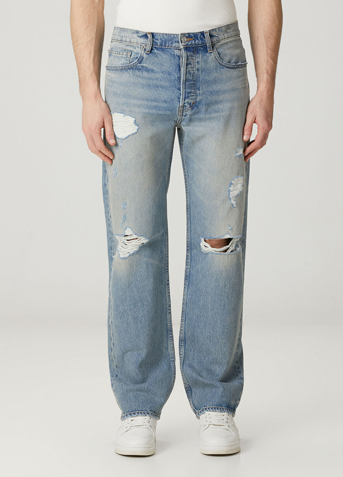 Frame Denim Açık Mavi Yıpratma Detaylı Jean Pantolon görsel 2