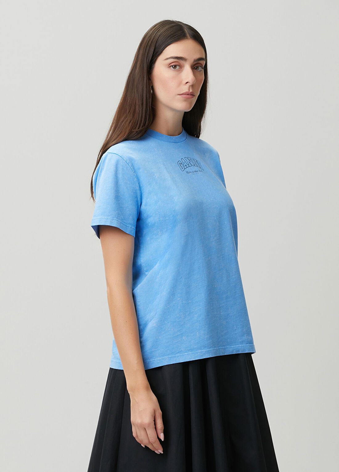 Ganni Mavi Logolu T-shirt görsel 3