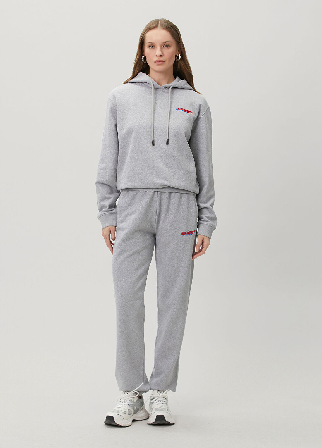 Off-White Gri Kapüşonlu Sweatshirt görsel 2