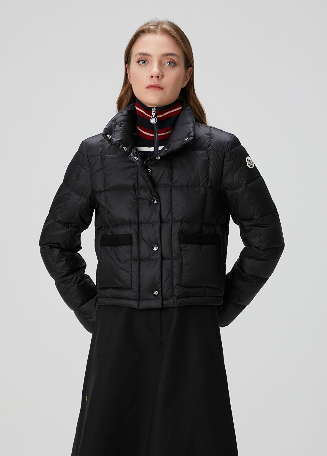 Moncler Jarcieu Siyah Crop Puffer Mont