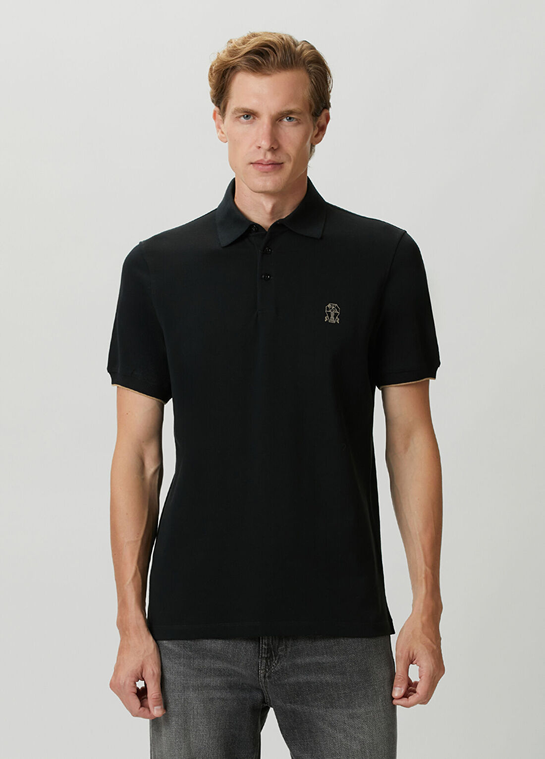 Brunello Cucinelli Siyah Polo Yaka T-shirt