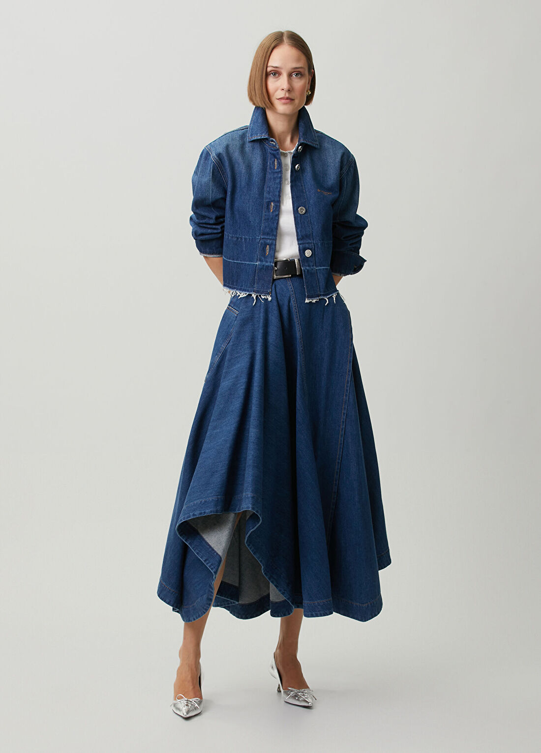 Givenchy Mavi Asimetrik Denim Etek