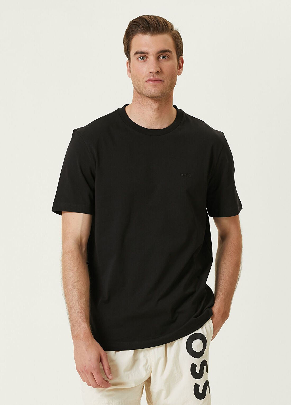 Boss Siyah Logo Detaylı T-shirt