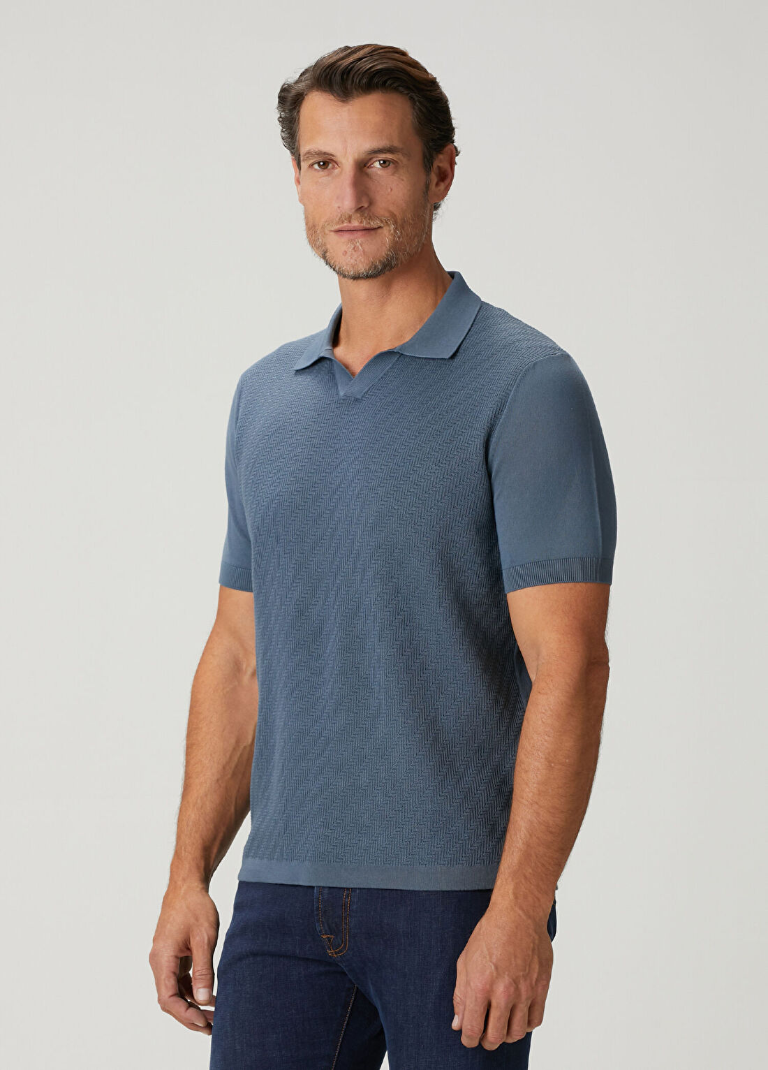 Corneliani Mavi Polo Yaka Kısa Kollu Triko