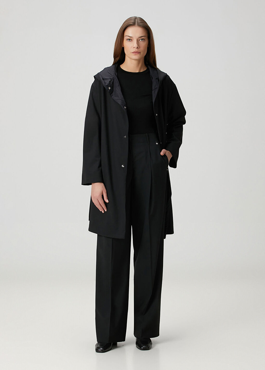 Herno Siyah Pile Detaylı Pantolon
