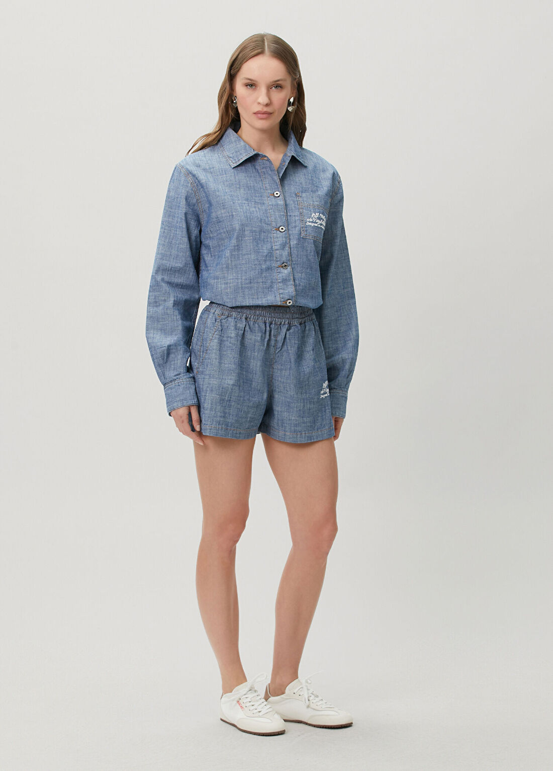 Off-White Koyu Mavi Denim Gömlek görsel 2