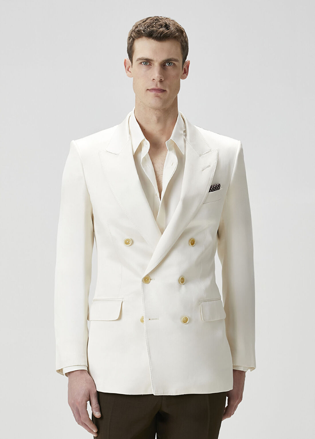 Tom Ford Ekru Kruvaze İpek Ceket