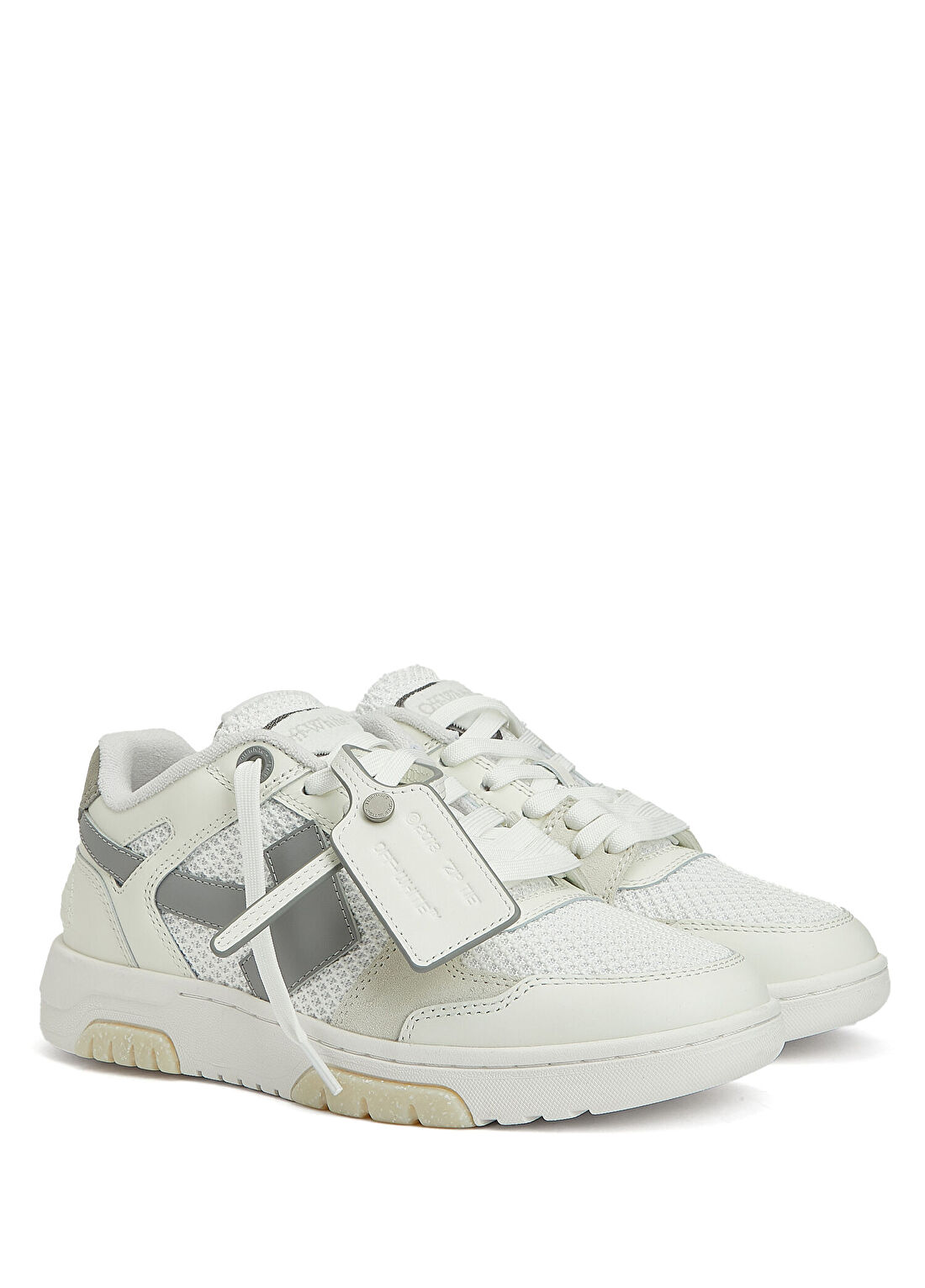 Off-White Out Of Office Beyaz Gri Kadın Deri Sneaker görsel 2