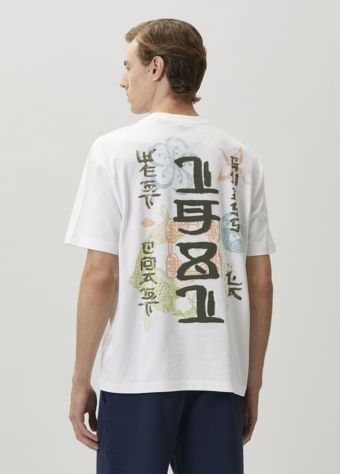 Guess Oversize Fit Beyaz Jersey T-shirt görsel 4