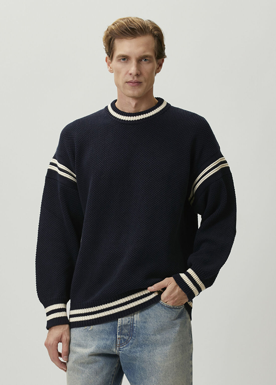 Golden Goose Lacivert Logo Patchli Kazak