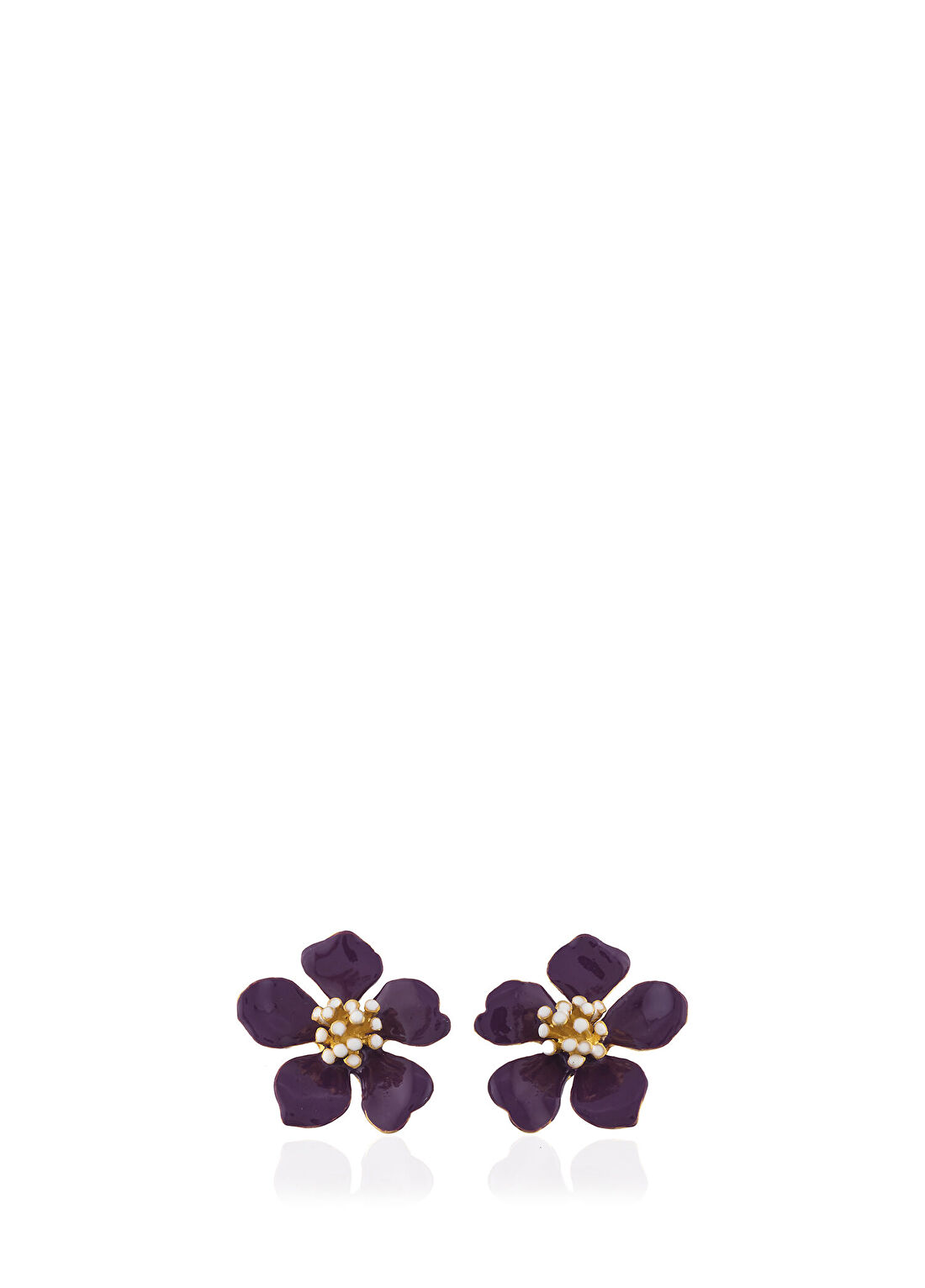 Milou Jewelry Cherry Blossom Mor Çiçek 22 Ayar Altın Kaplama Kadın Küpe