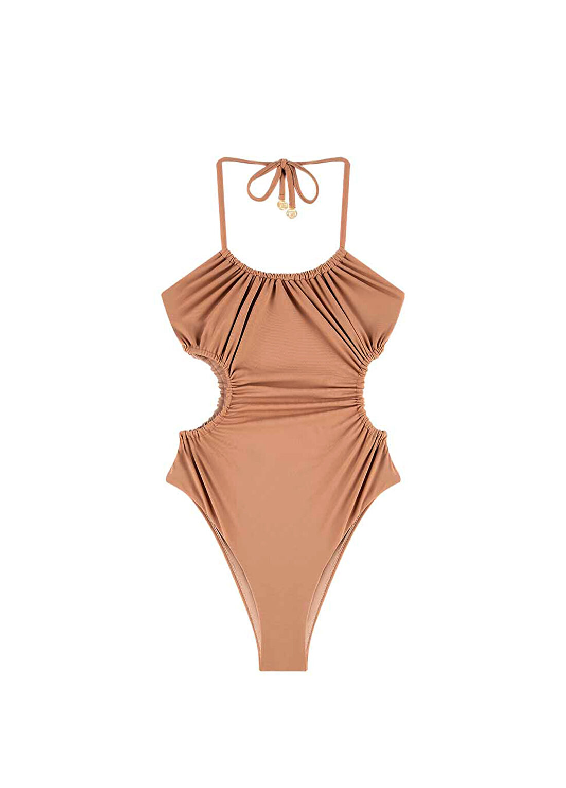 Bia Swimwear Jonna French Beige Drapeli Boyundan Bağlamalı Kadın Mayo