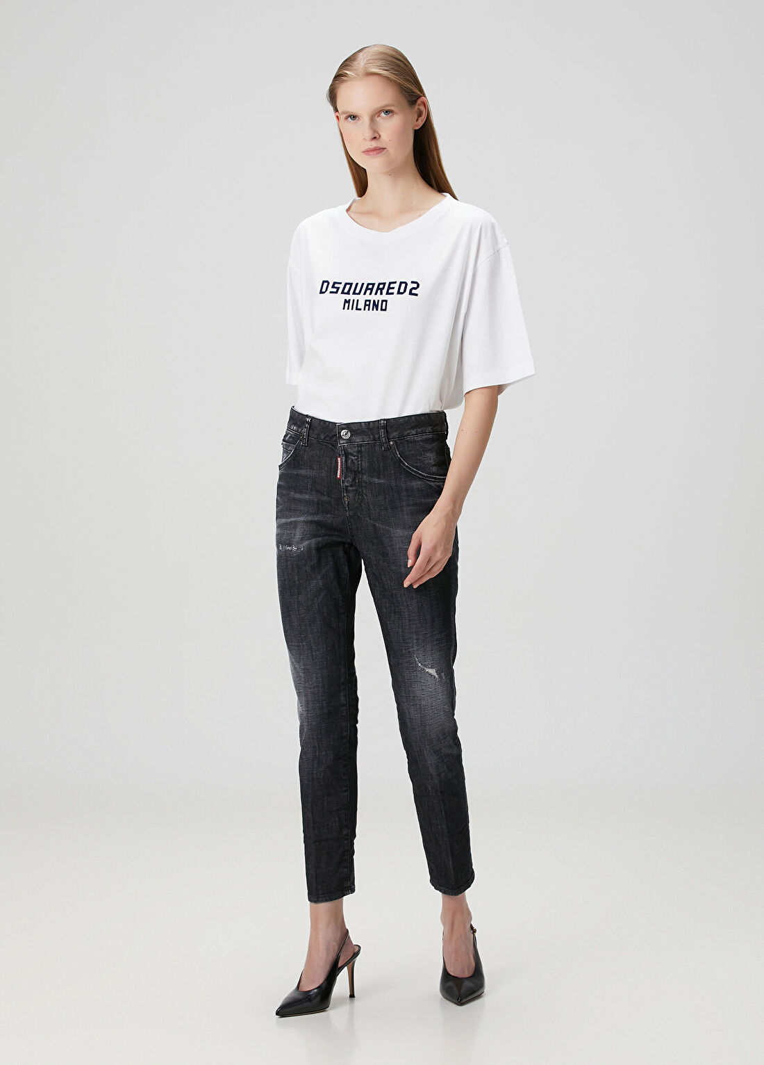 Dsquared2 Beyaz Logolu T-shirt görsel 2
