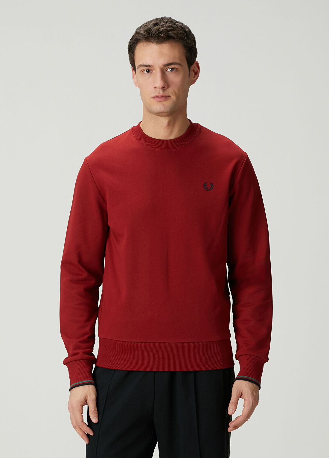 Fred Perry Bordo Logo Nakışlı Sweatshirt