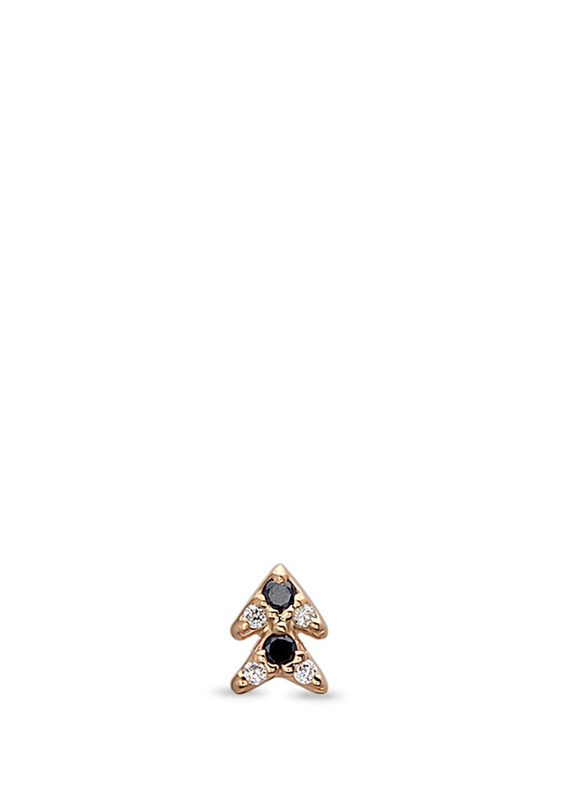 Nev Jewellery Barb Siyah Pırlanta Taşlı 14 Ayar Rose Altın Piercing Kadın Küpe