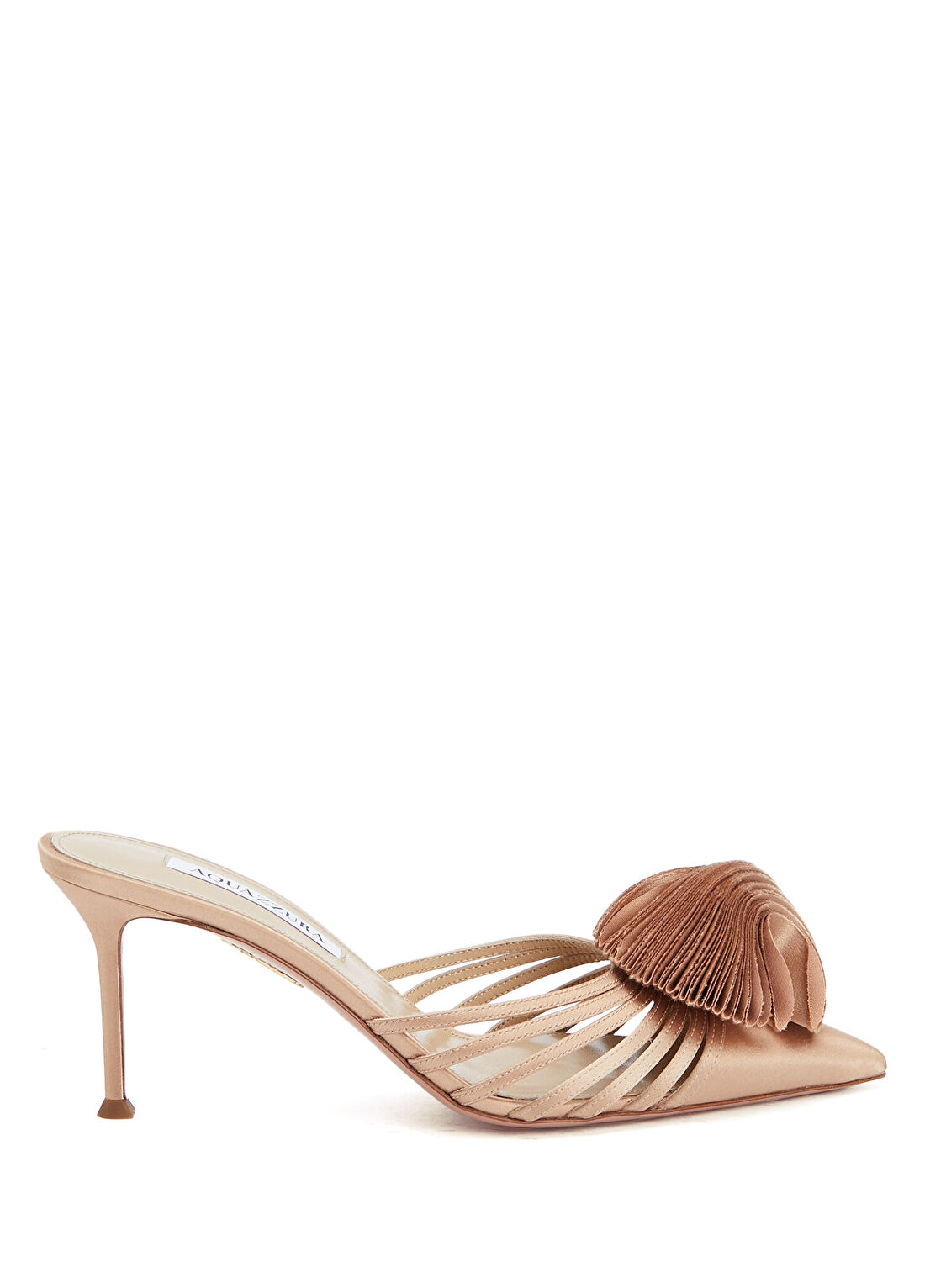 Aquazzura Wild Bloom Nude Kadın Saten Terlik