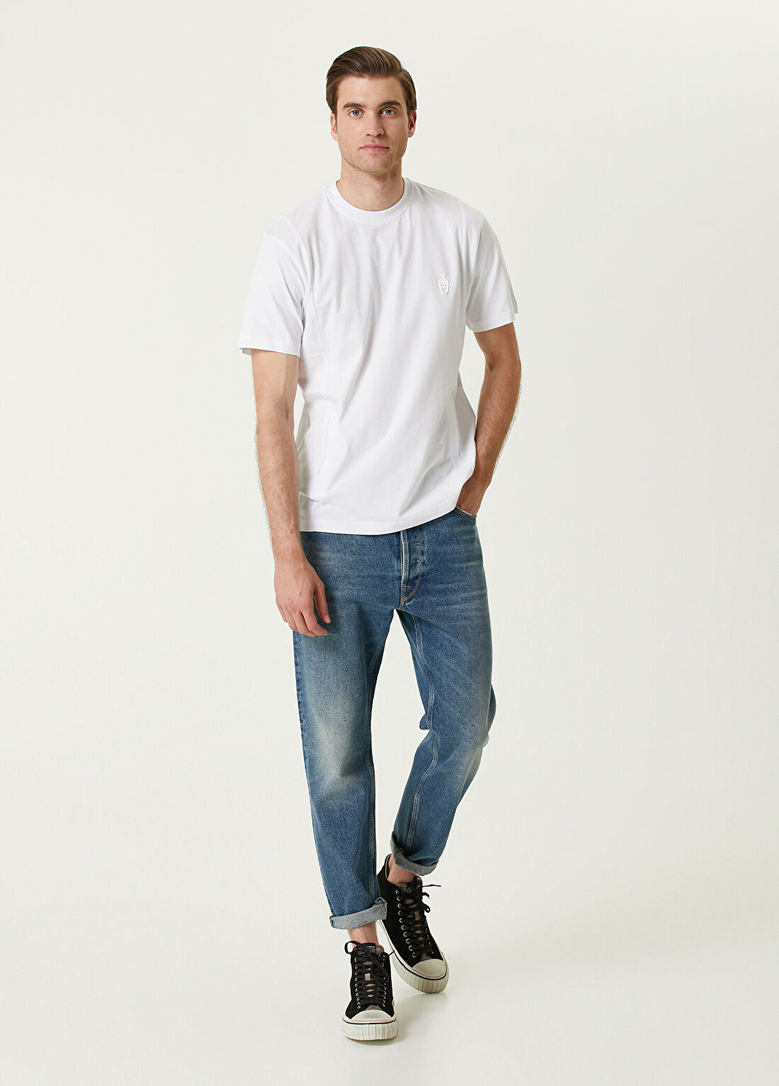 Bernotti Beyaz Logo Baskılı T-shirt görsel 2