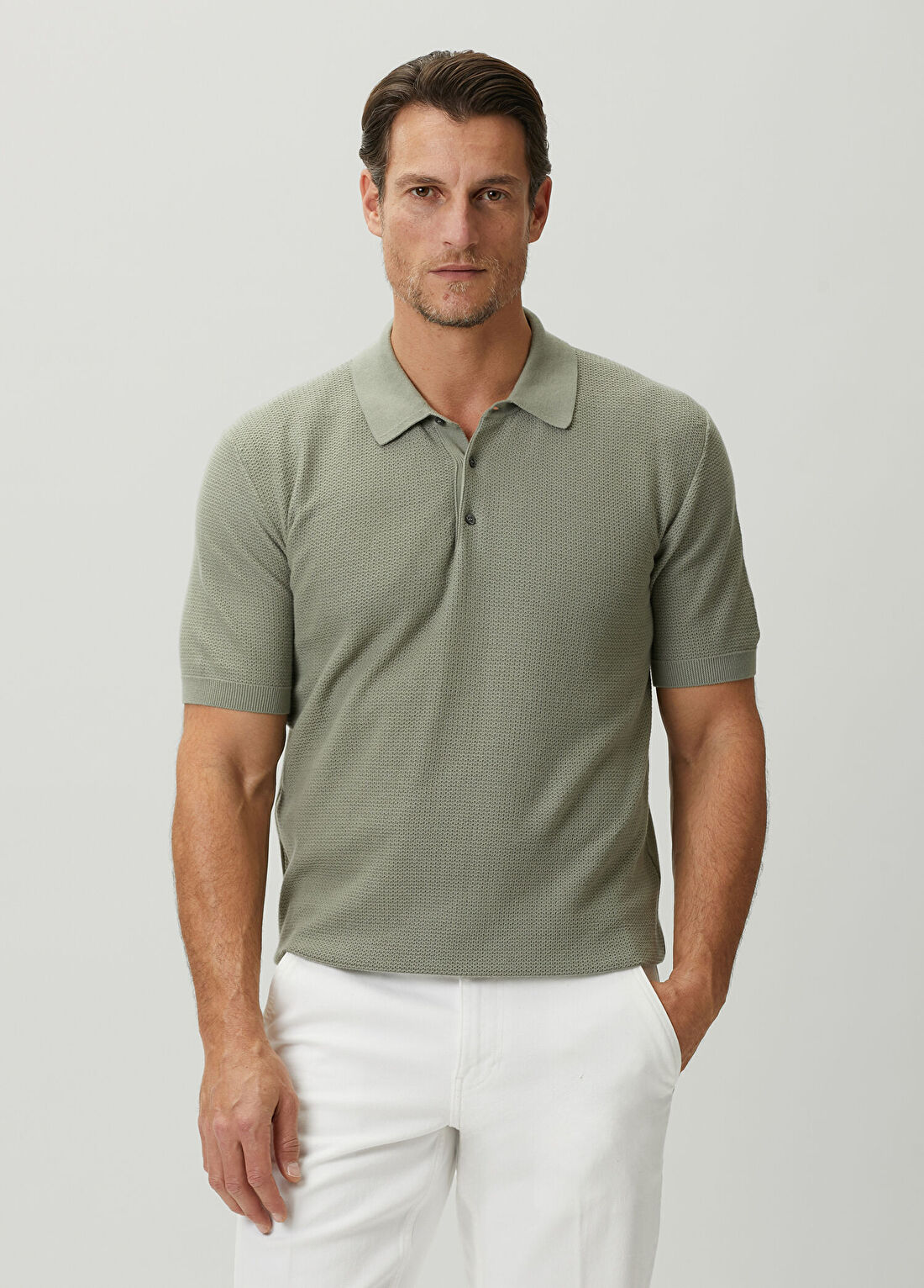 Corneliani Yeşil Polo Yaka Kısa Kollu Triko