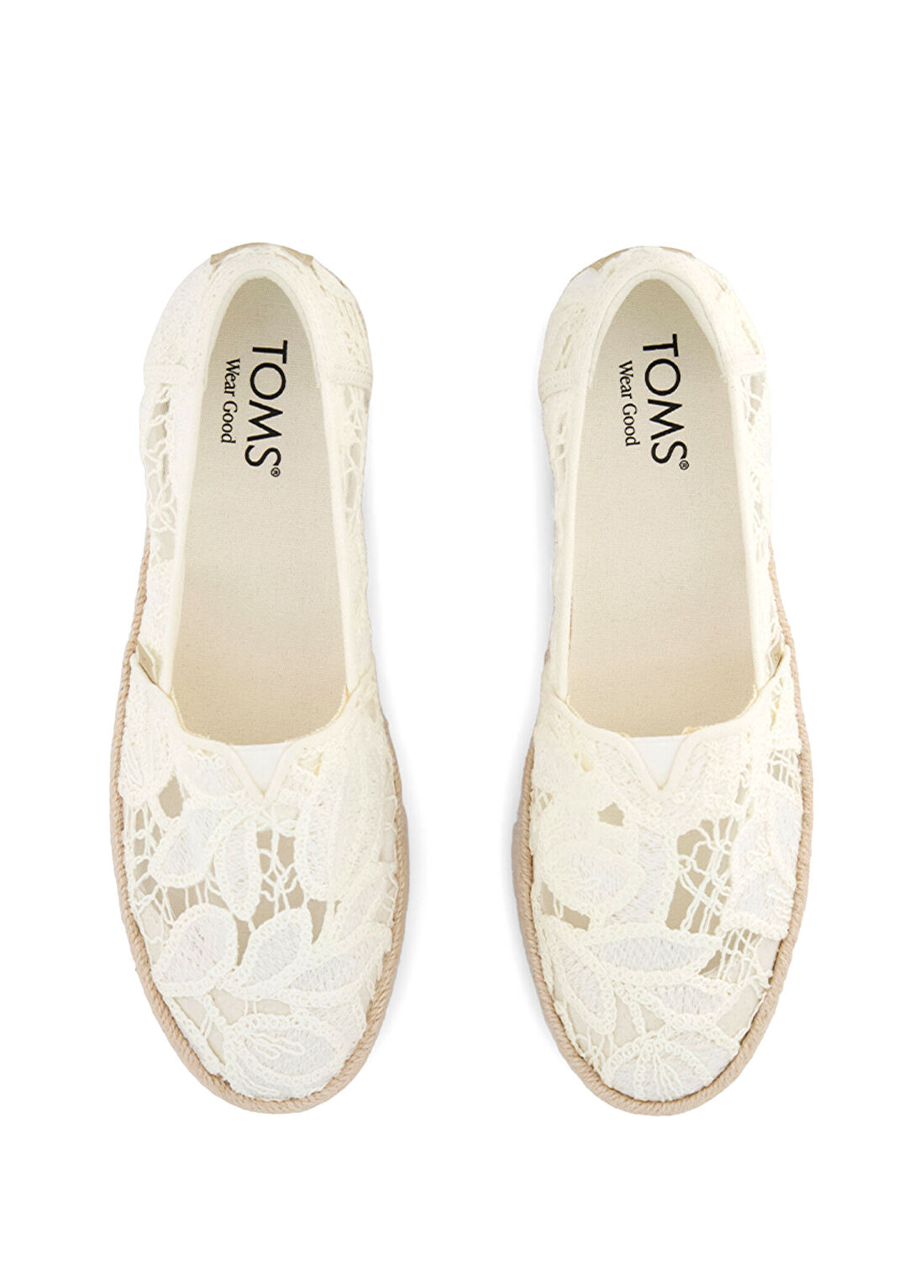 Toms Valencia Floral Crochet Beyaz Kalın Tabanlı Kadın Espadril görsel 4