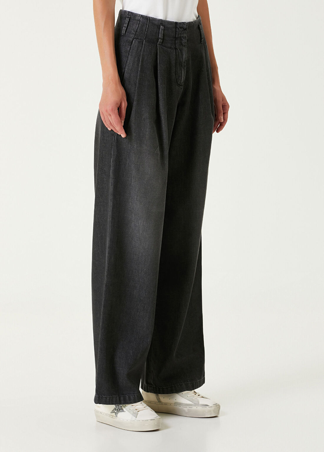 Golden Goose Journey Siyah Wide Leg Jean Pantolon görsel 3