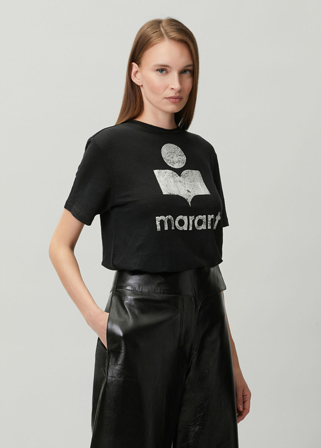 Marant Etoile Zewel Siyah Keten T-shirt