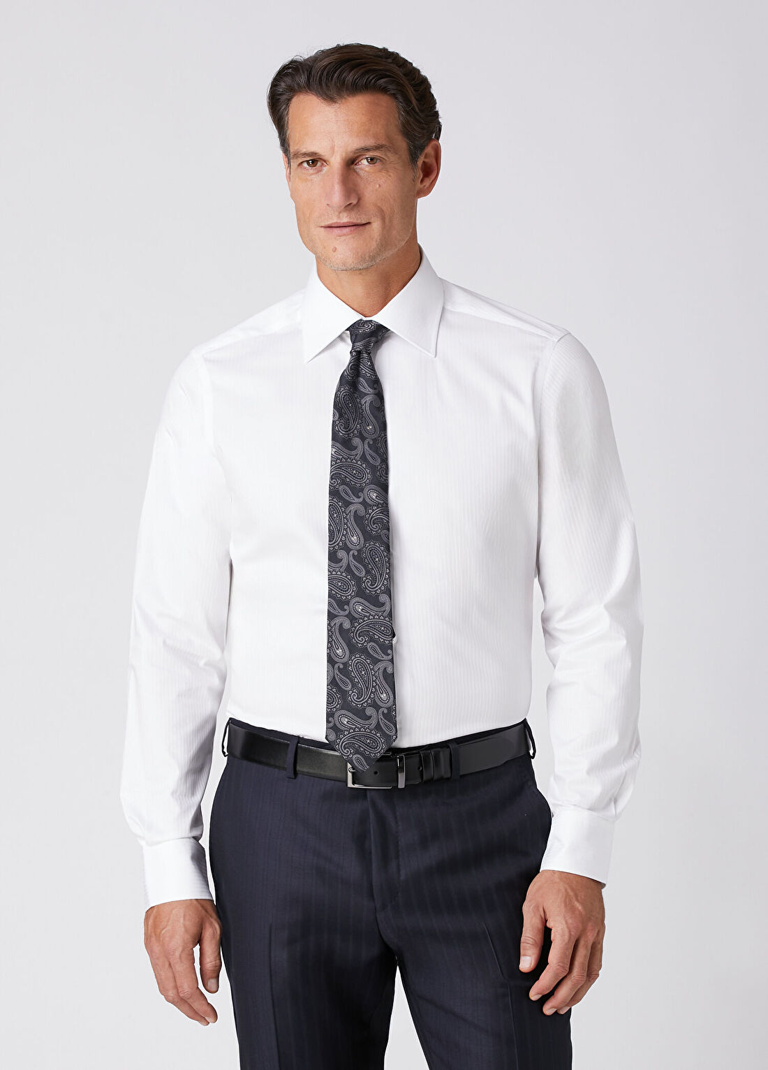 Beymen Collection Custom Fit Beyaz Çizgi Desenli Gömlek