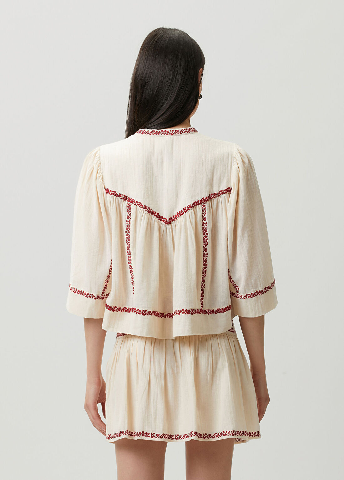 Marant Etoile Juline Bej Kırmızı Bluz görsel 4