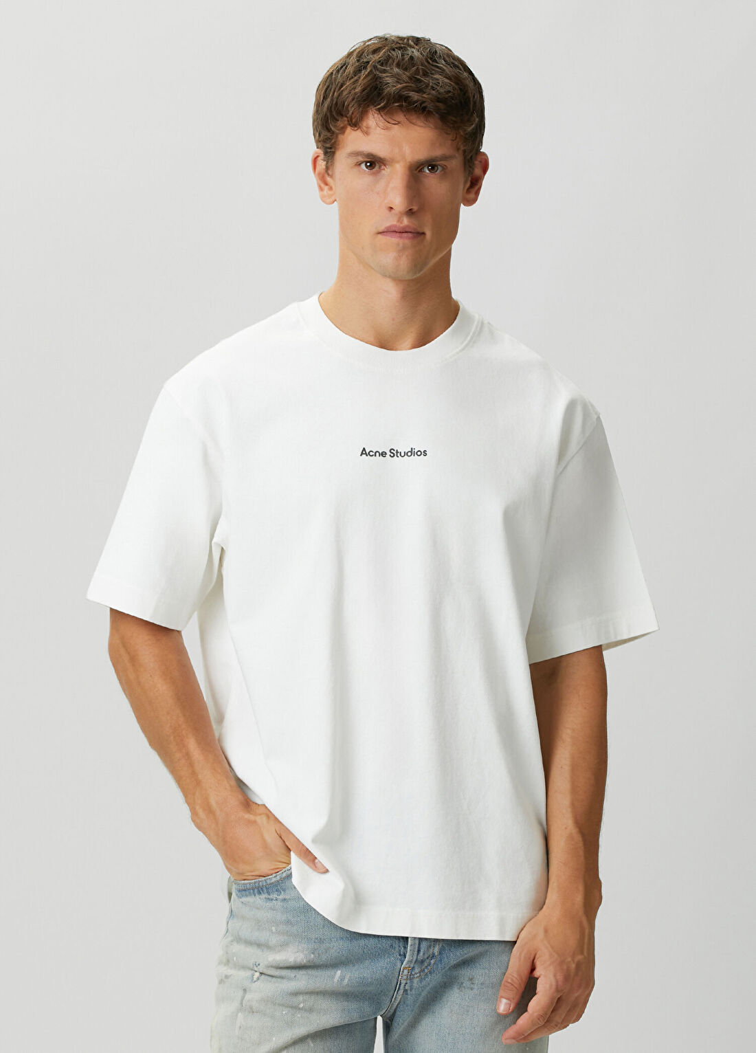 Acne Studios Beyaz Logo Baskılı T-shirt