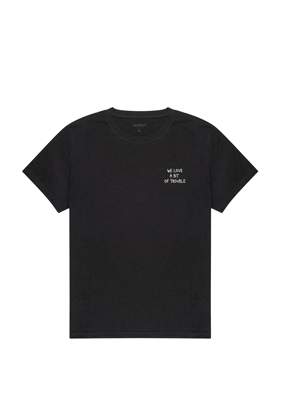 Bassigue Trouble Siyah Pamuklu Kısa Kollu Erkek T-Shirt