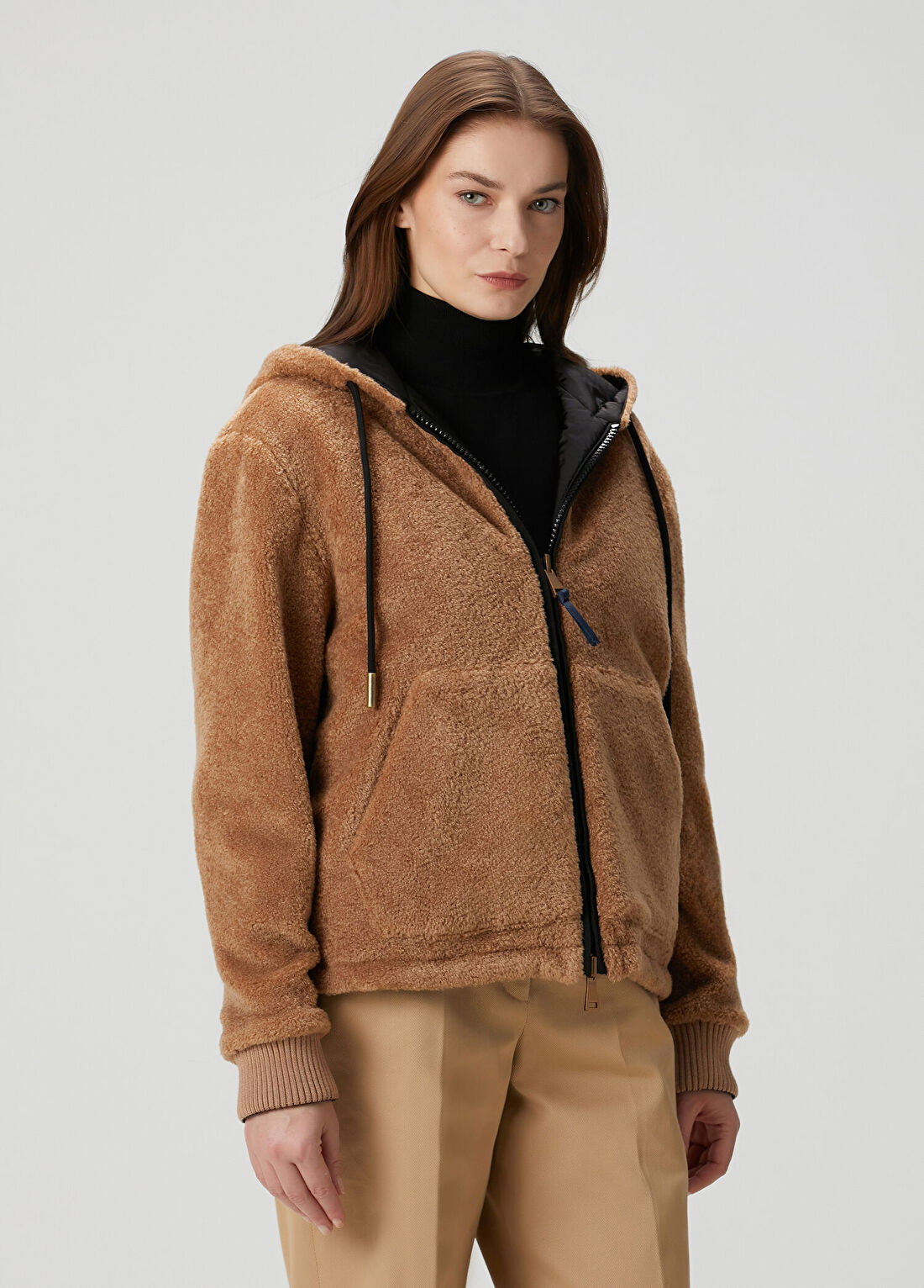 Moncler Açık Kahverengi Shearling Ceket görsel 3