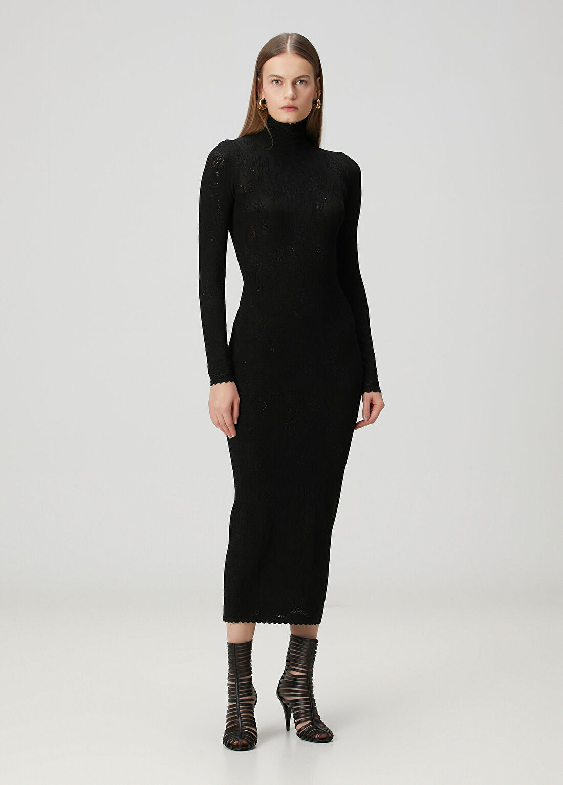 Givenchy Siyah Dantel Dokulu Midi Elbise görsel 3