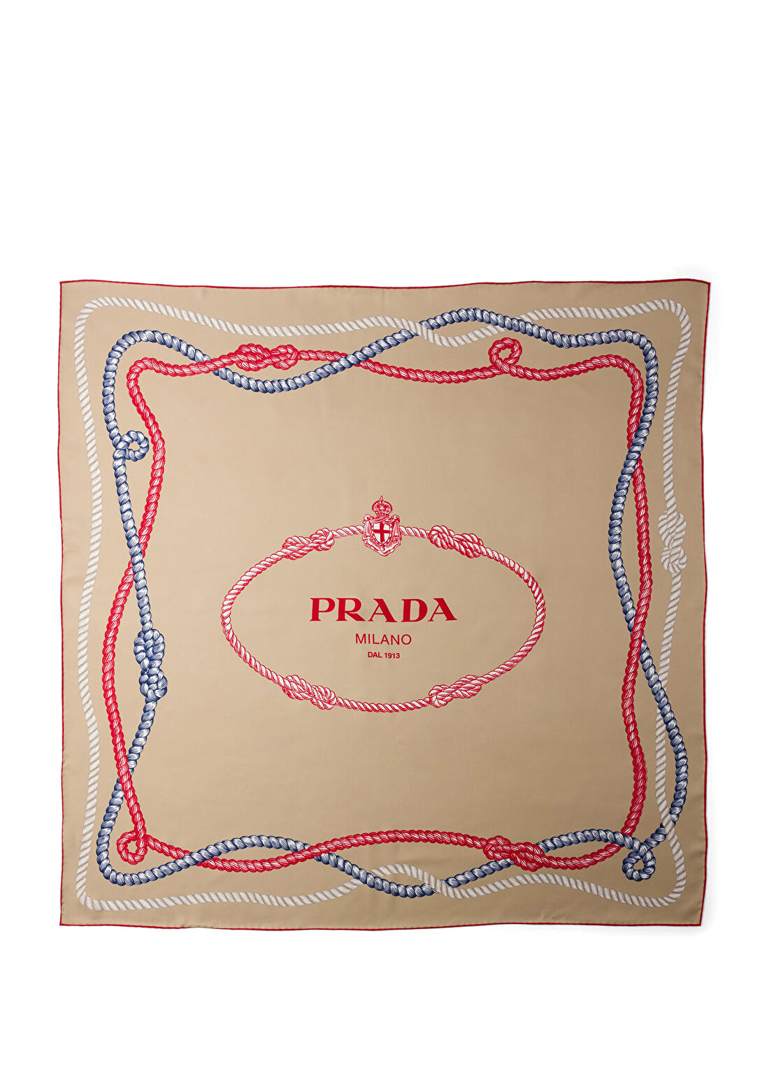 Prada Kahverengi Desenli İpek Twill Kadın Fular