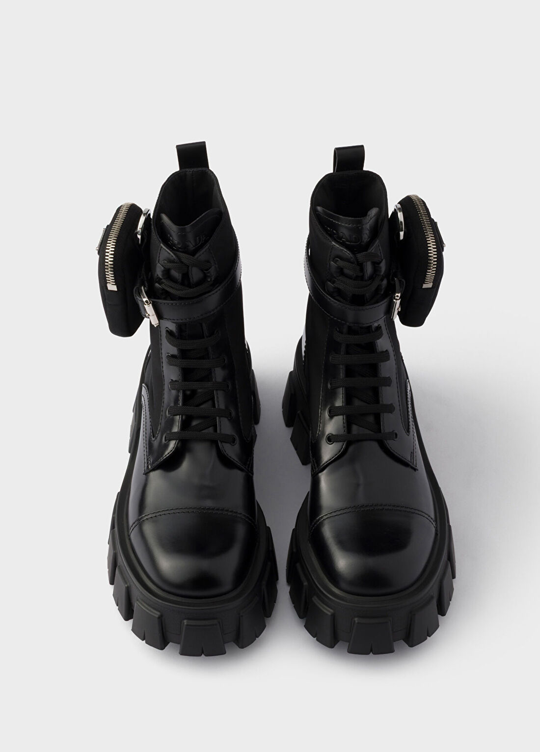 Prada Monolith Siyah Deri ve Re-Nylon Kadın Bot görsel 3
