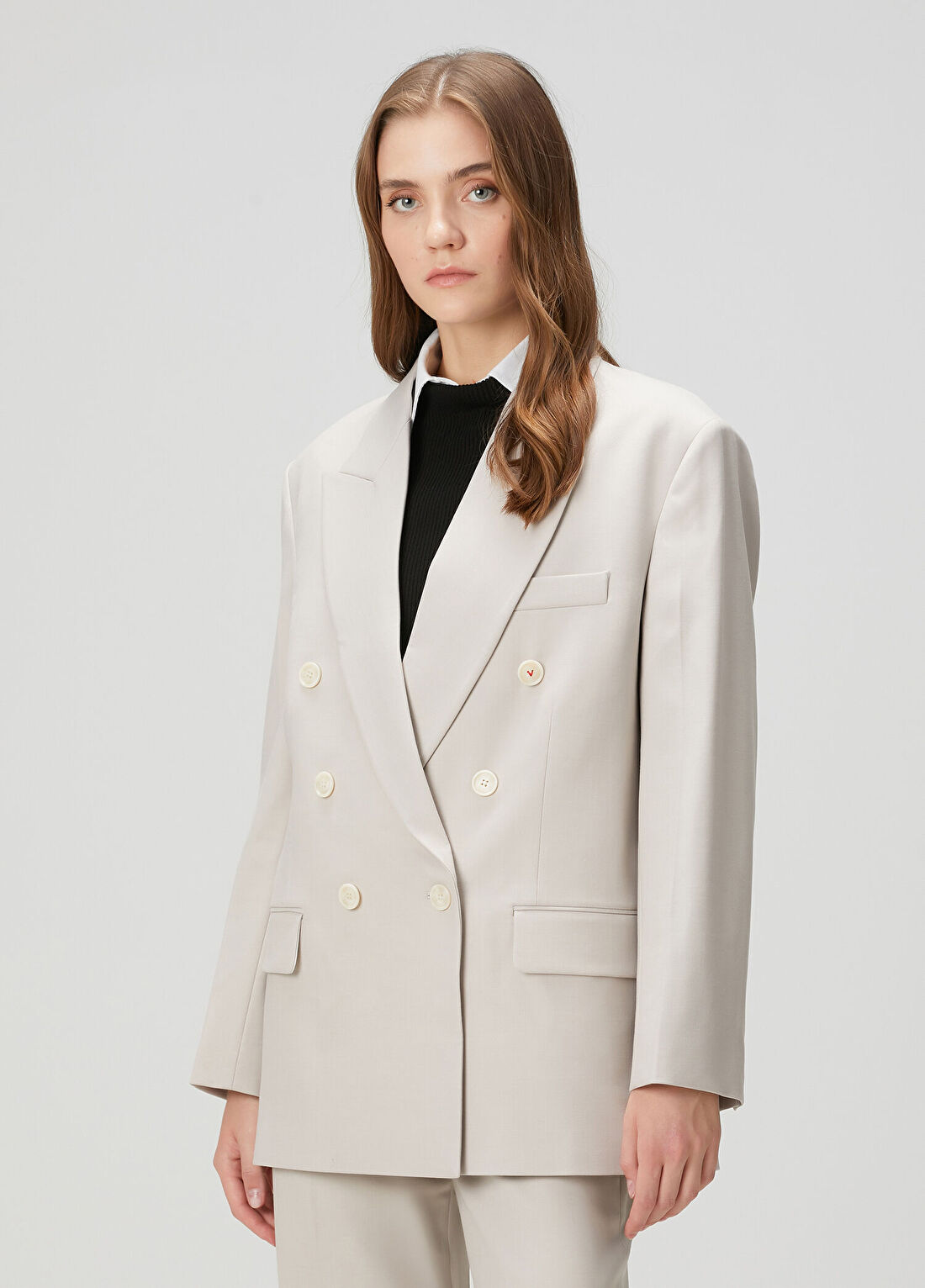 Victoria Beckham Gri Kruvaze Ceket