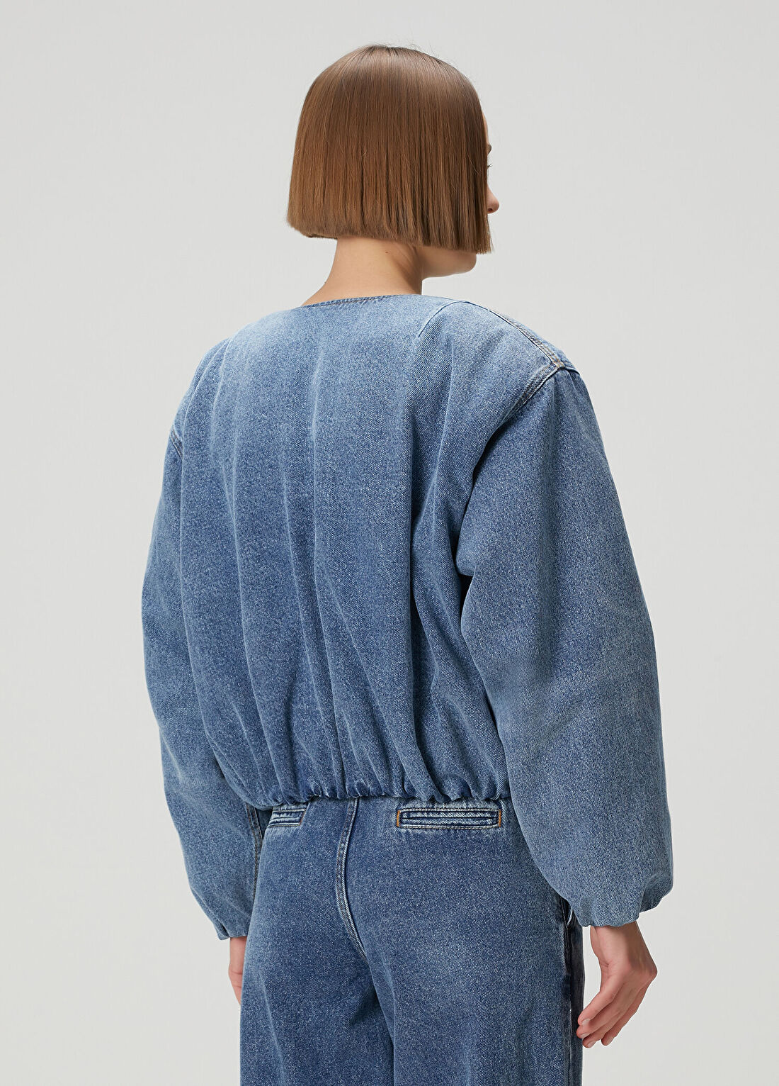 Magda Butrym Mavi Balon Denim Ceket görsel 4