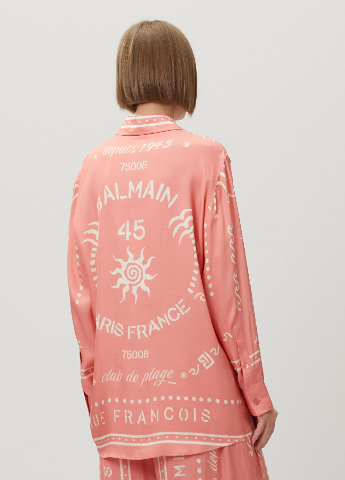 Balmain Pembe Baskılı Gömlek görsel 4