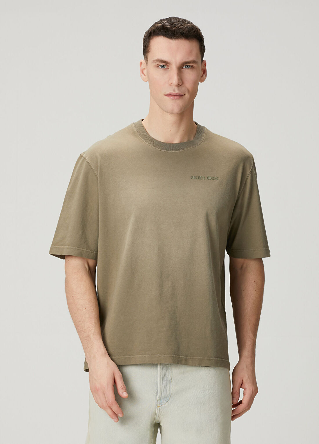 Golden Goose Koyu Bej Logo Nakışlı T-shirt