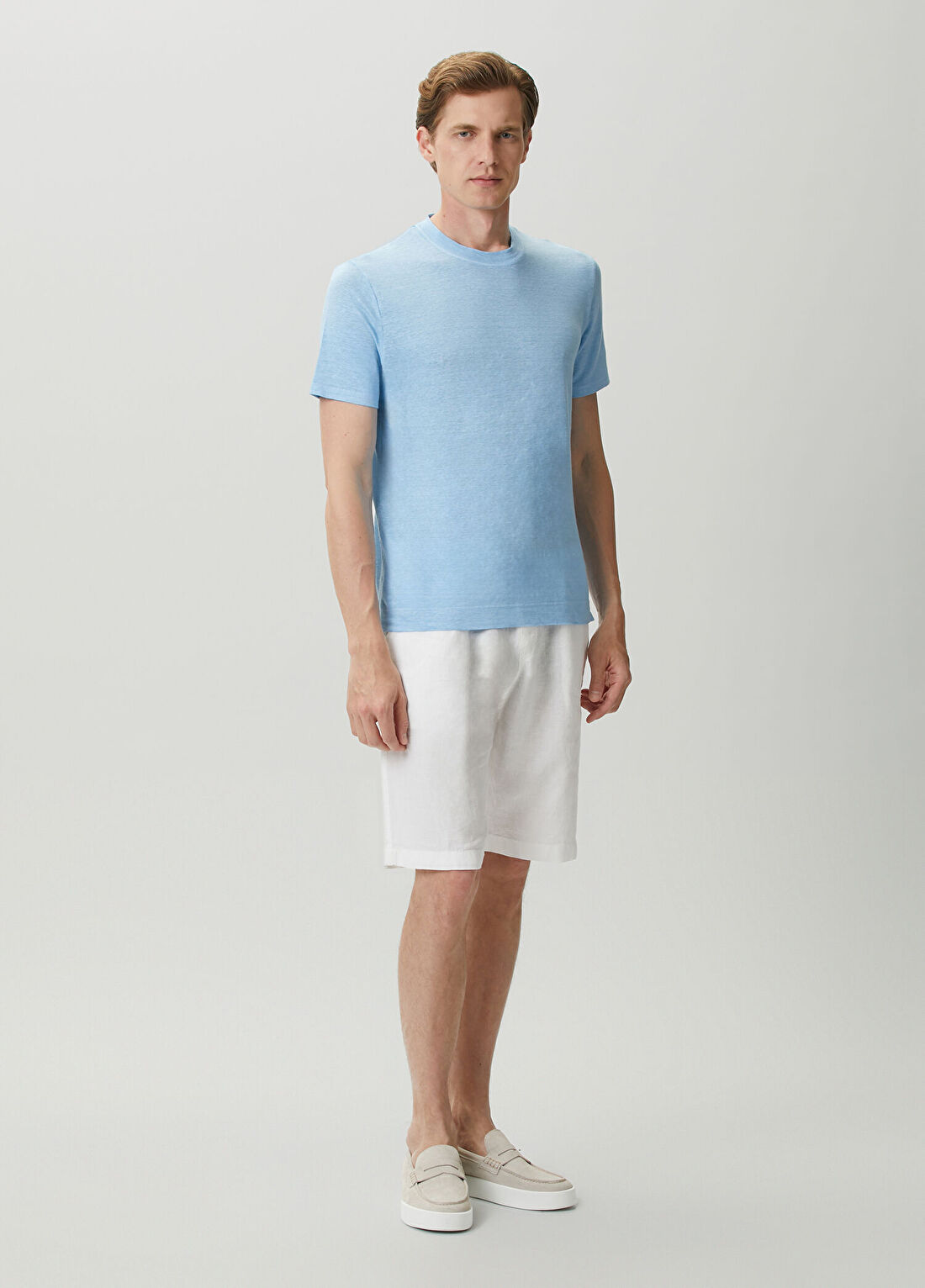 Fedeli Mavi Keten T-shirt görsel 2