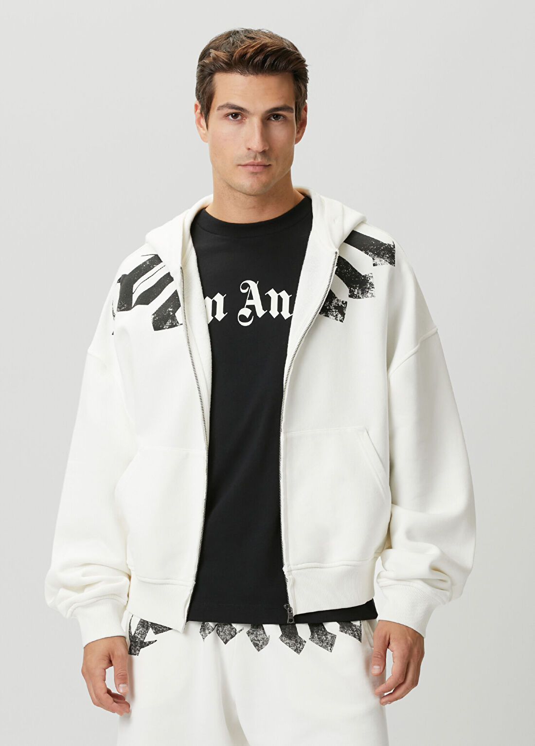 Palm Angels Kırık Beyaz Kapüşonlu Sweatshirt