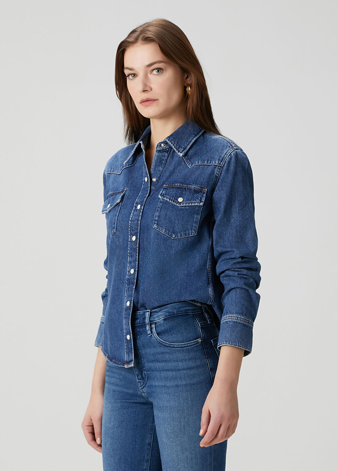 Frame Denim Classic Mavi Denim Gömlek