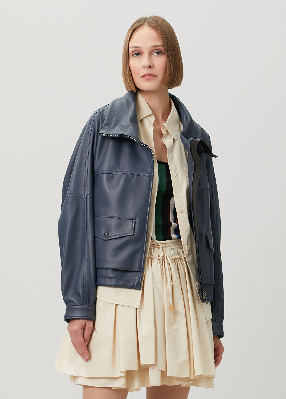 Loewe Lacivert Deri Ceket