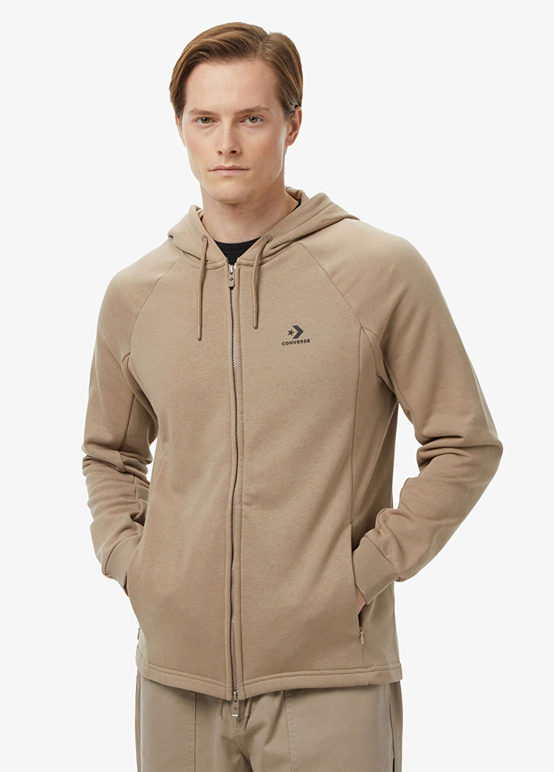 Converse Bej Kapüşonlu Uzun Kollu Erkek Sweatshirt