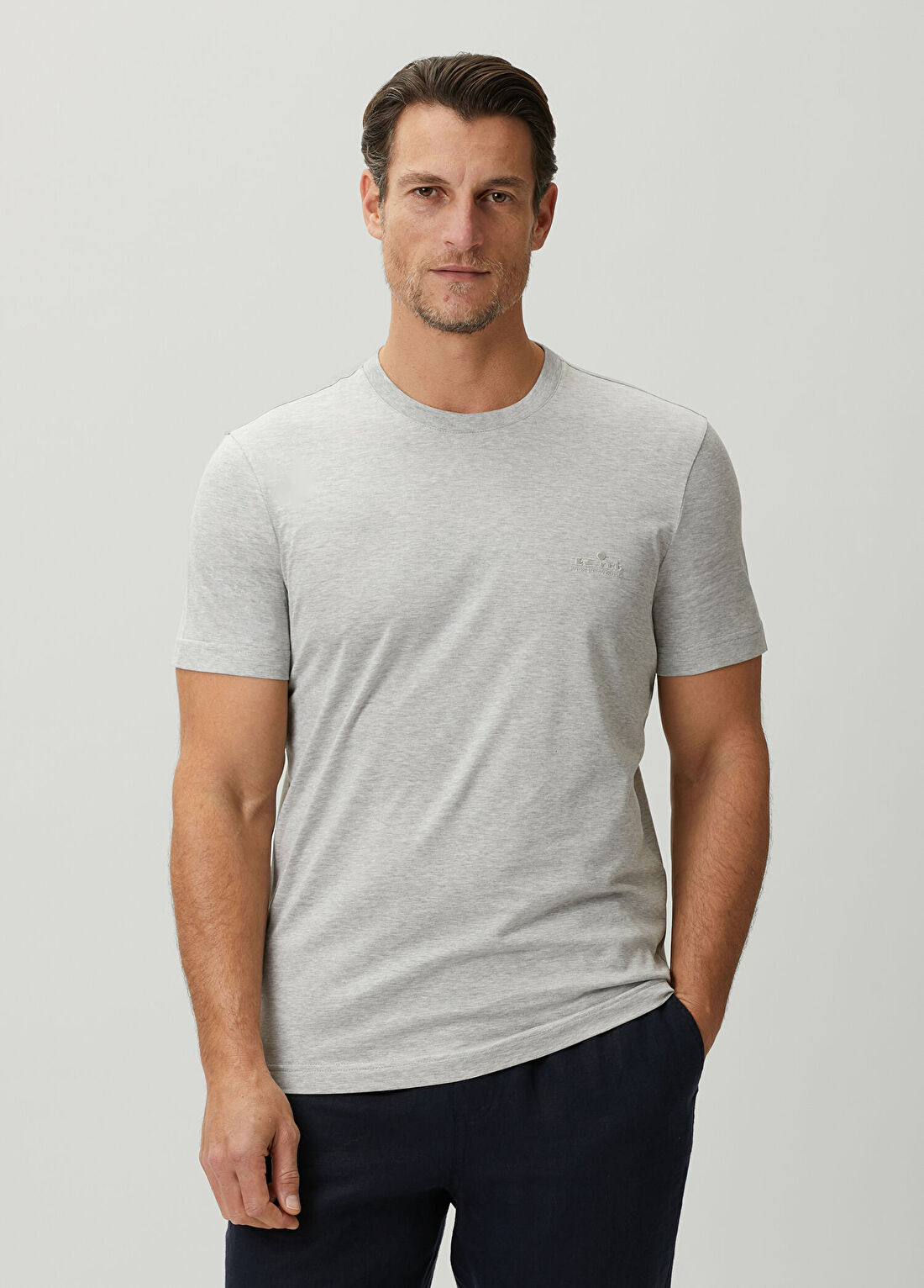 Knt Açık Gri Logolu T-shirt