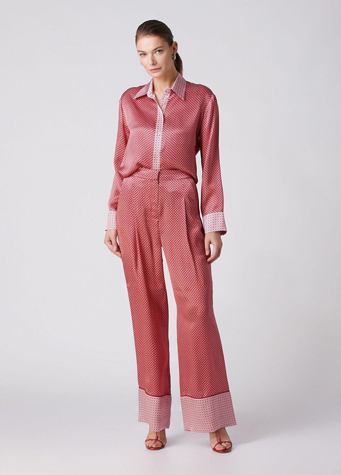 Beymen Collection Vişne Desenli İpek Gömlek görsel 3